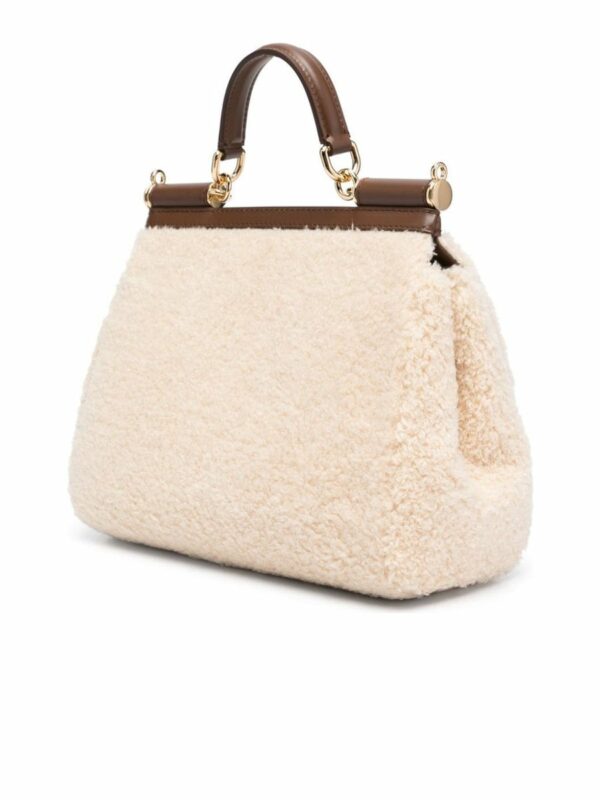 Medium Sicily Shearling Tote Bag 4