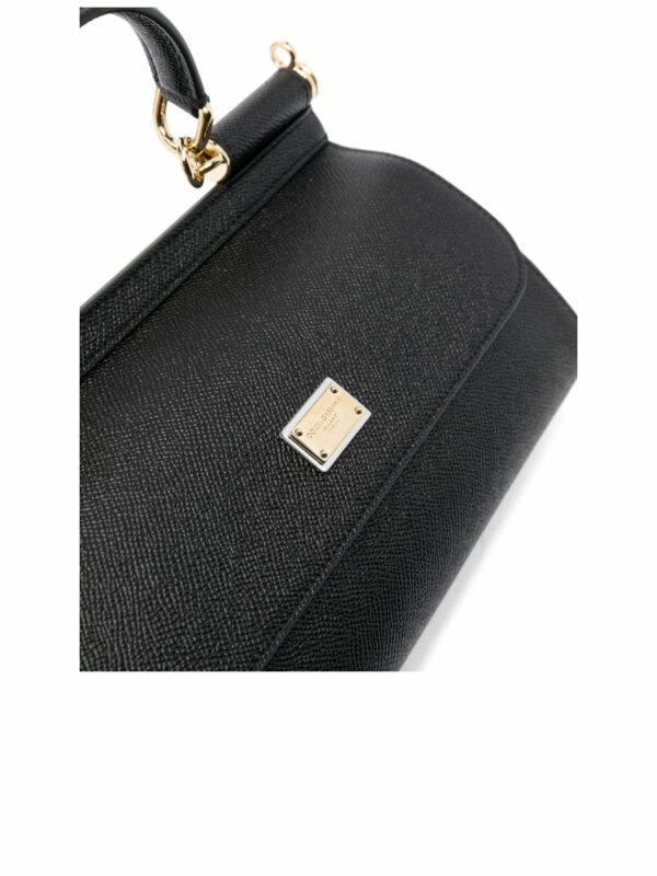 Grained Texture Logo Plaque Handbag 3