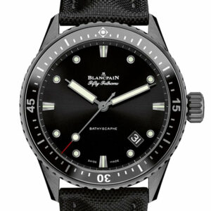 Blancpain Fifty Fathoms Bathyscaphe Automatic Black Dial Fabric Mens Watch 5000-0130-B52A