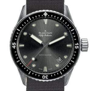 Blancpain Fifty Fathoms Bathyscaphe Black Dial Fabric 5000-1110-Naba Watch