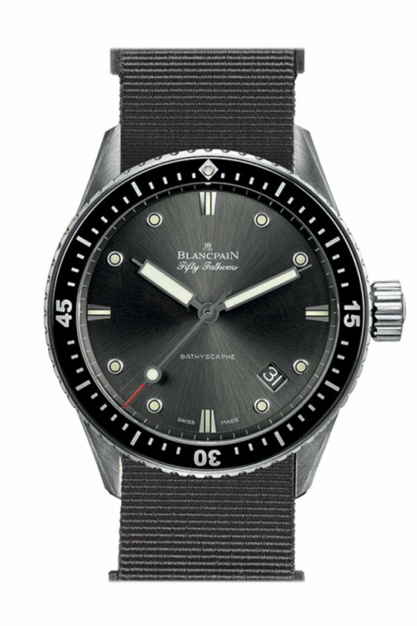 Blancpain Fifty Fathoms Bathyscaphe Black Dial Fabric 5000-1110-Naba Watch