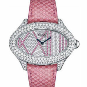 Chopard Montres Dame Cat Eye Diamond Dial Pink Lizard Skin Ladies Quartz Watch137146-1004 Watch