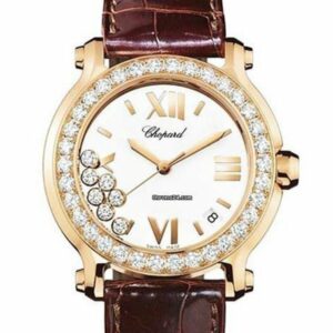 Chopard Happy Sport Quartz Rose Gold Diamond Bezel White Dial 277473/5001 Watch