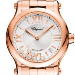 Chopard Happy Sport 36Mm 18K Rose Gold And Diamonds Automatic Watch 274808-5002 Silver / None