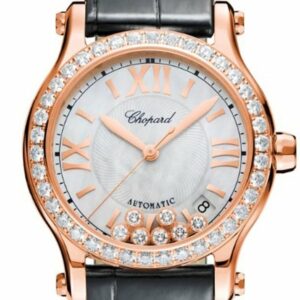 Chopard Happy Sport 36Mm 18K Rose Gold And Diamonds Automatic Watch 274808-5006 Silver