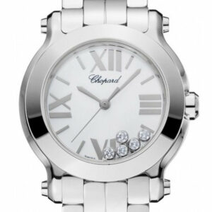 Chopard Happy Sport 30Mm 5 Floating Diamonds Inside Dial Ladies Watch 278509-3002 White