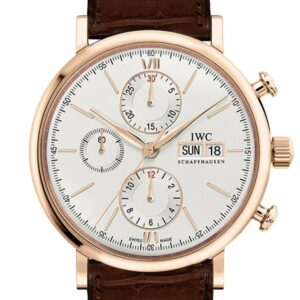 Iwc Portofino Chronograph Silver Dial Brown Alligator Leather Mens Watch Iw391020