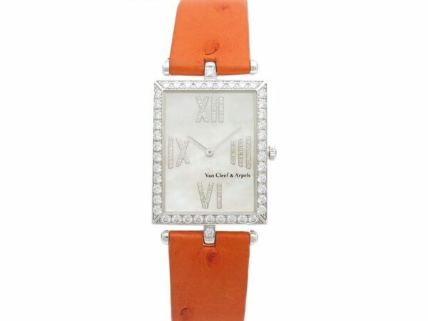 Montre montre van cleef lady arpels rectangle 34 m quartz or 18k diamants 58 Facettes 236381