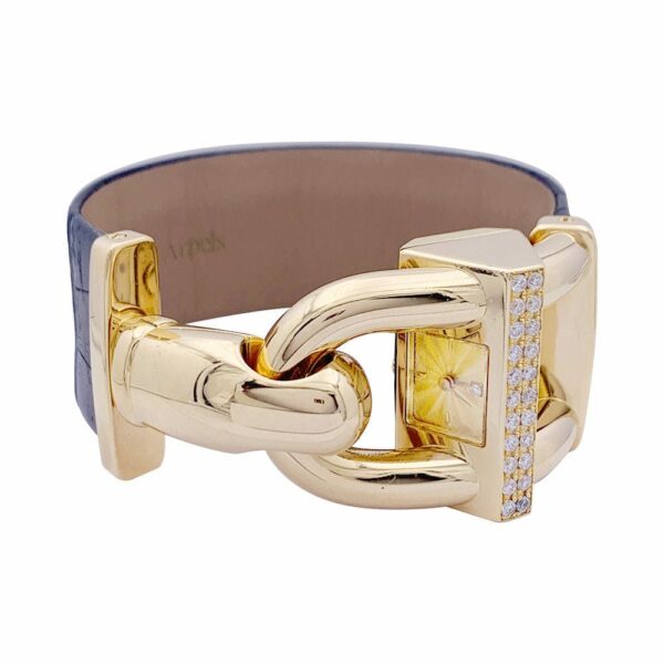 Montre Montre Van Cleef & Arpels "Cadenas" or jaune, diamants, cuir. 58 Facettes 33610