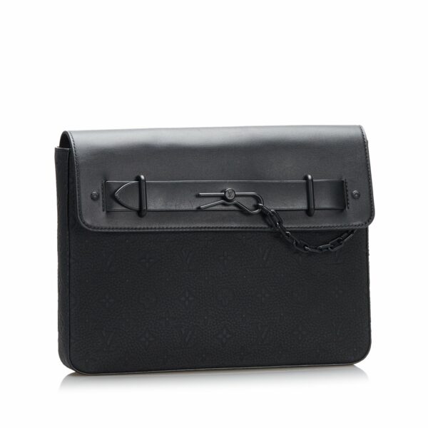 Black LV Monogram Taurillon Pochette Steamer Clutch Bag - Image 2