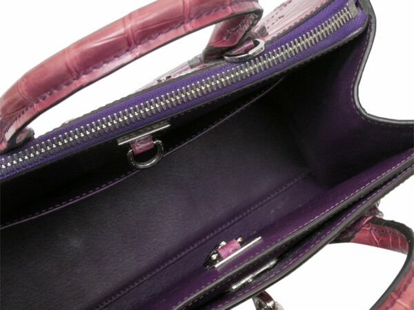 Purple LV Crocodile City Steamer MM Handbag - Image 9