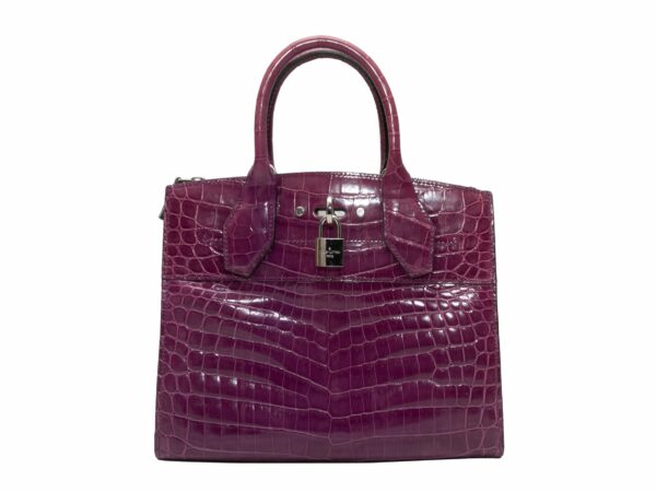 Purple LV Crocodile City Steamer MM Handbag