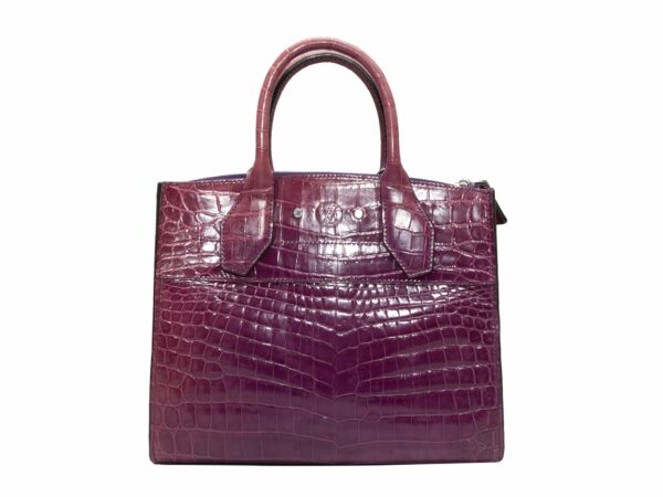 Purple LV Crocodile City Steamer MM Handbag - Image 4