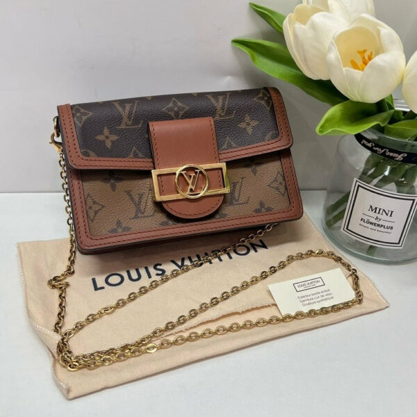 LV Dauphine Shoulder Bag Reverse Monogram Canvas Mini