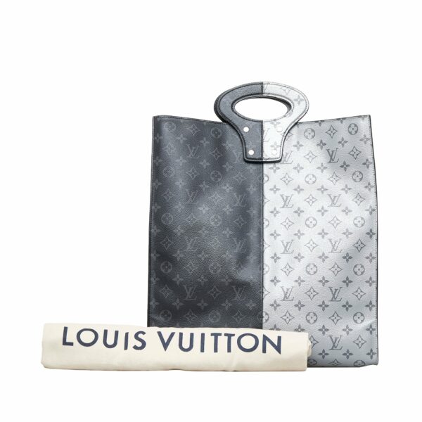 Black LV Split Monogram Eclipse North South Tote - Image 8