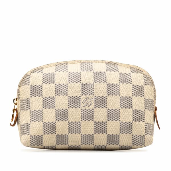 White LV Damier Azur Cosmetic Pouch