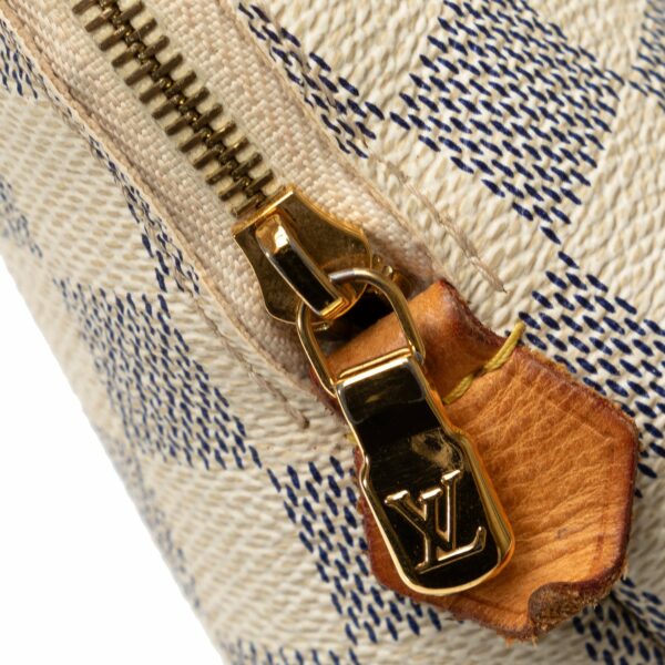 White LV Damier Azur Cosmetic Pouch - Image 10