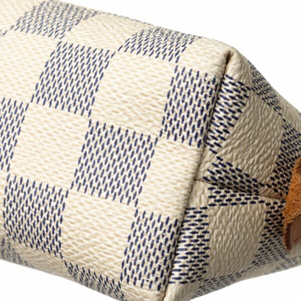 White LV Damier Azur Cosmetic Pouch - Image 11