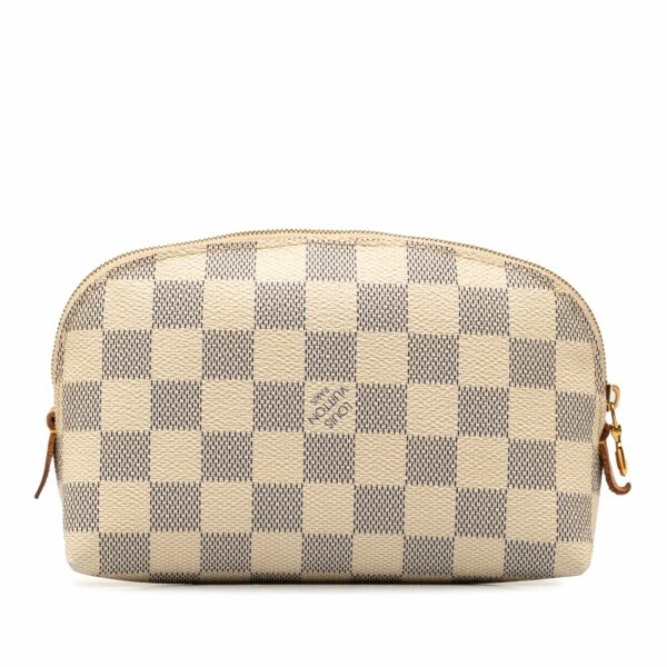 White LV Damier Azur Cosmetic Pouch - Image 3