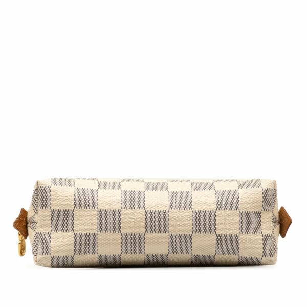 White LV Damier Azur Cosmetic Pouch - Image 4