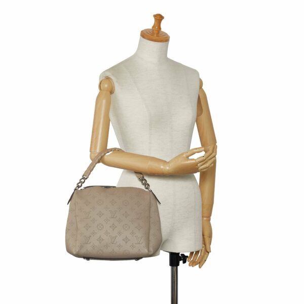 Beige LV Monogram Mahina Babylone Chain BB Satchel - Image 9