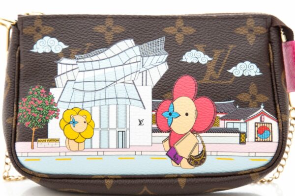 LV Brown Canvas Monogram & Multicolor Holiday Pochette - Image 4