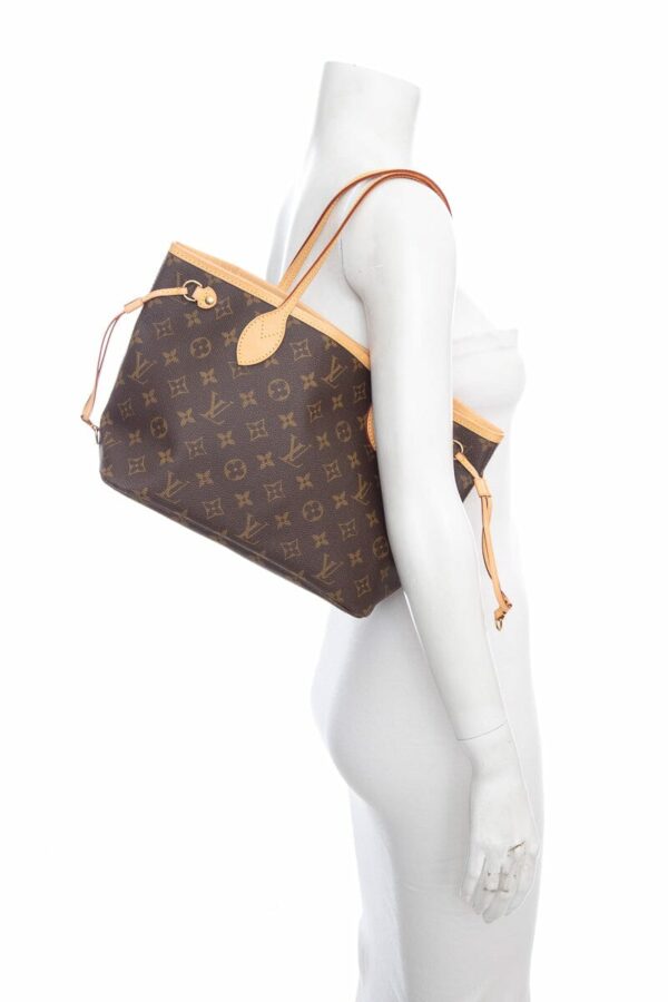 LV Brown Coated Canvas Neverfull PM Tote - Image 2