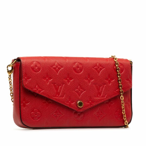 Red LV Monogram Empreinte Pochette Felicie Crossbody Bag - Image 2