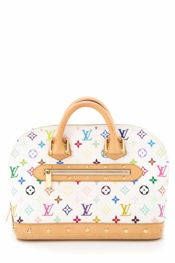 LV White Multicolor Logo Alma Handbag - Image 7