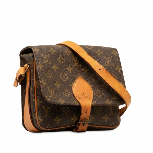 Brown LV Monogram Cartouchiere MM Crossbody Bag