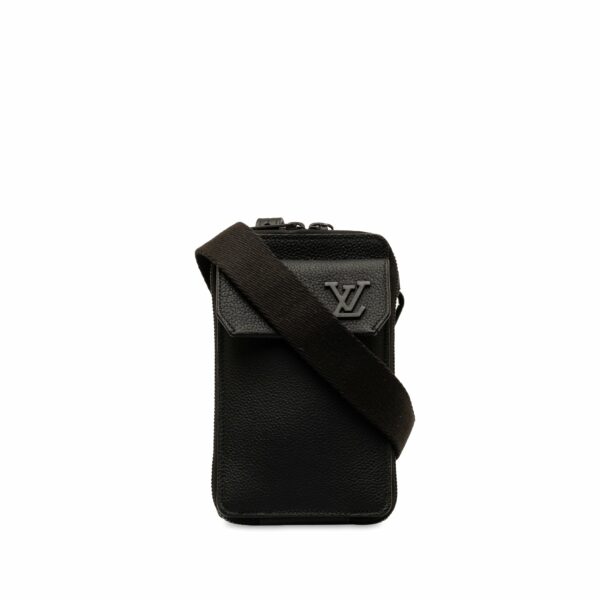 Black LV Aerogram Phone Pouch Crossbody Bag