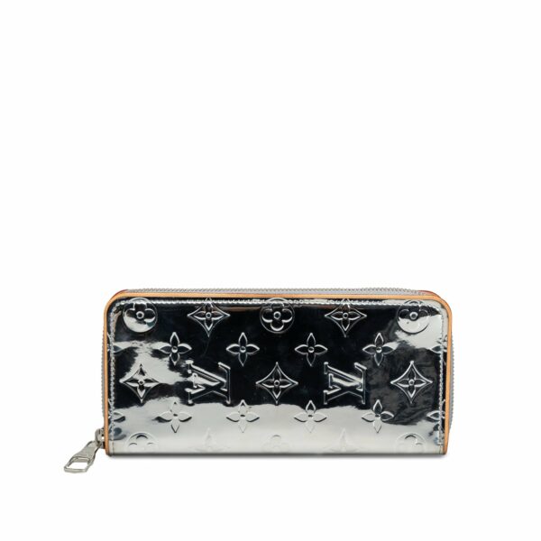 Silver LV Monogram Mirror Vertical Zippy Long Wallets