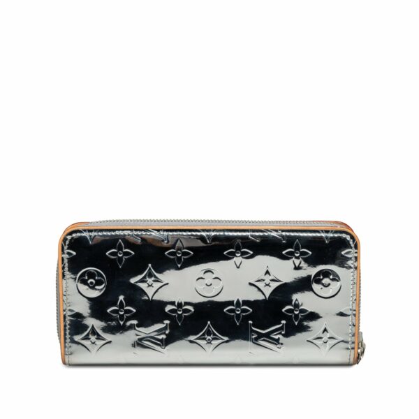 Silver LV Monogram Mirror Vertical Zippy Long Wallets - Image 3