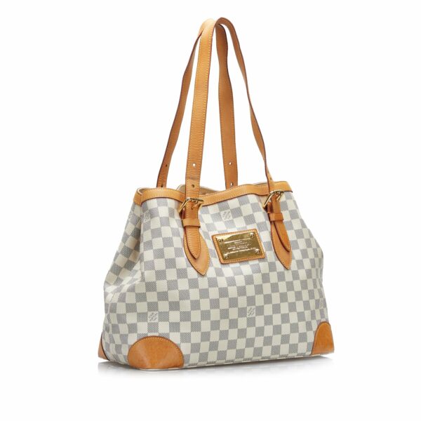 White LV Damier Azur Hampstead MM Tote Bag - Image 2