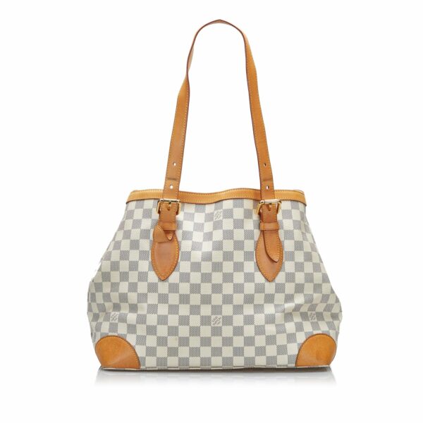 White LV Damier Azur Hampstead MM Tote Bag - Image 3