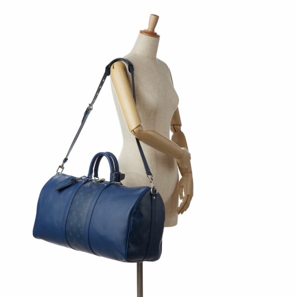 LV Keepall 50 Bandoulière Blue Taigarama - Image 6