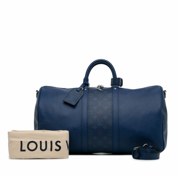 LV Keepall 50 Bandoulière Blue Taigarama - Image 9