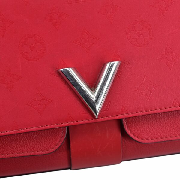 Red LV Monogram Cuir Plume Ecume Very Chain Bag Satchel - Image 3