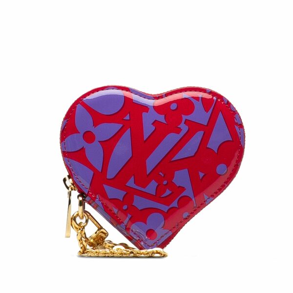 Red LV Monogram Vernis Sweet Repeat Heart Coin Purse