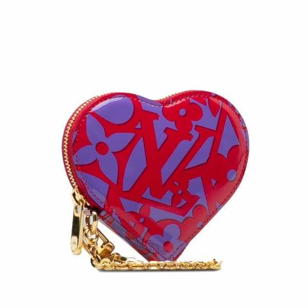 Red LV Monogram Vernis Sweet Repeat Heart Coin Purse - Image 2