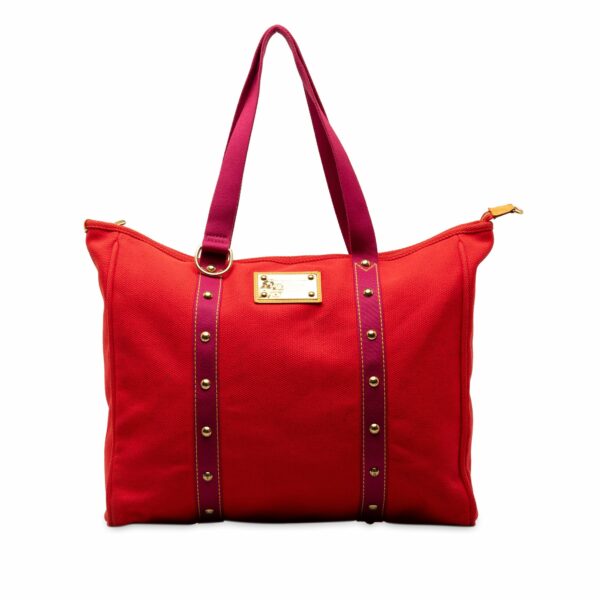 Red LV Antigua Cabas GM Tote Bag