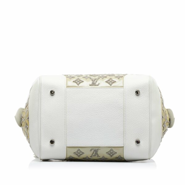 White LV Monogram Bouclettes Speedy Boston Bag - Image 4