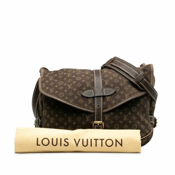 Brown LV Monogram Mini Lin Saumur 30 Crossbody Bag - Image 13