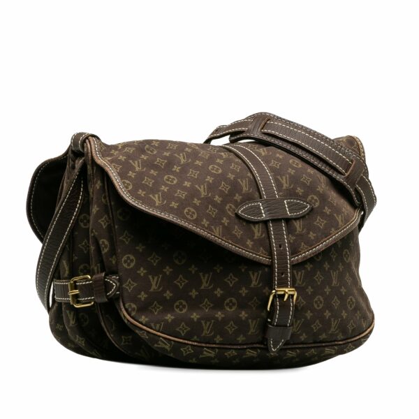 Brown LV Monogram Mini Lin Saumur 30 Crossbody Bag - Image 2