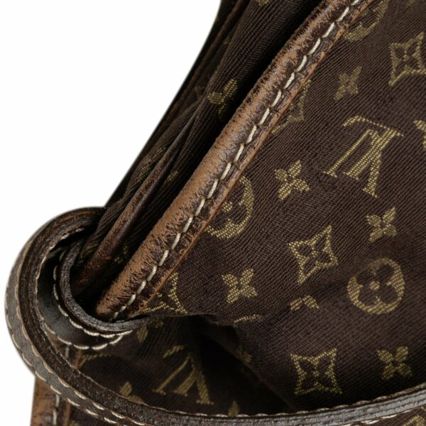 Brown LV Monogram Mini Lin Saumur 30 Crossbody Bag - Image 9