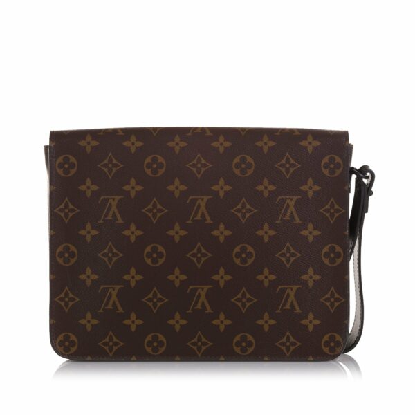 Brown LV Monogram Macassar S Lock A4 Pouch Clutch Bag - Image 3