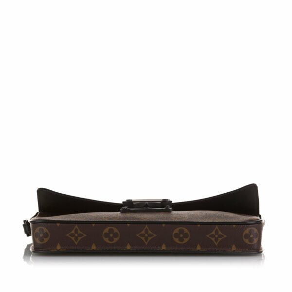 Brown LV Monogram Macassar S Lock A4 Pouch Clutch Bag - Image 4