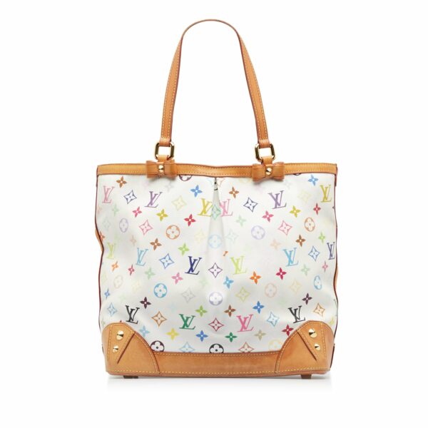 White LV Monogram Multicolore Sharleen MM Tote Bag - Image 16