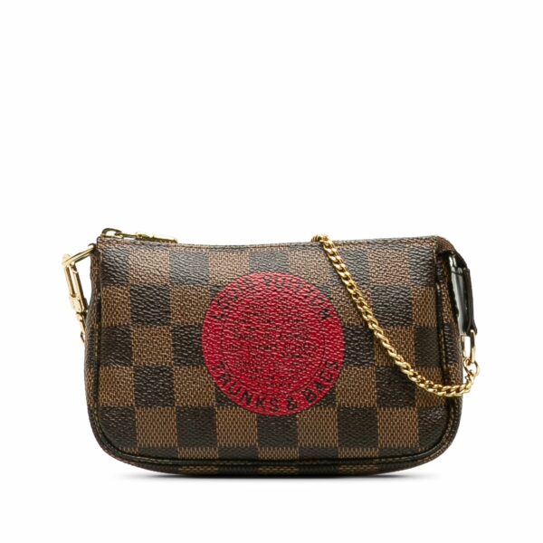 Brown LV Damier Ebene Trunks and Bags Mini Pochette Accessoires Baguette