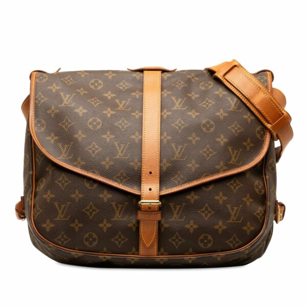 Brown LV Monogram Saumur 35 Crossbody Bag